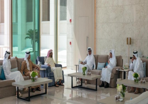 أمير قطر يبحث مع طحنون بن زايد ومنصور بن زايد تنمية العلاقات بين البلدين